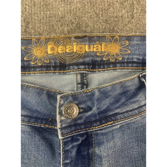 Desigual Womens Cotton Blend Embroidered Jeans Size 32x32 Multicolor - Picture 6 of 11